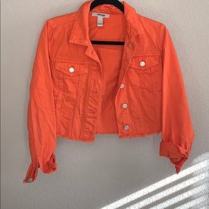 ORANGE DENIM CROP JACKET